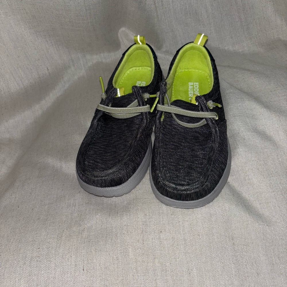 Eddie Bauer Kids Moccasins - Gray with Green Accents